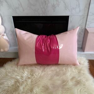 Two-Toned Pink Faux Leather 16 X 26 Throw Pillow